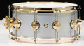 DW Collector's Series 6.5x14 1mm Aluminum Snare Drum with Gold Hardware