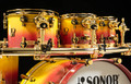 Sonor SQ2 6pc Beech Kit - Red to Yellow Sparkle Fade w/ Gold Hardware