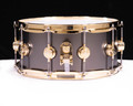 DW Collector's Series 6.5x14 Satin Black Nickel Over Brass Snare Drum with Gold Hardware