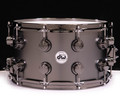 DW Collector's Series 8x14 Satin Black Nickel Over Brass Snare Drum with Black Nickel Hardware