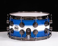 DW Collector's Maple Snare 7x14 White Rally Stripe on Blue Metallic