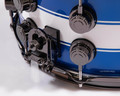 DW Collector's Maple Snare 7x14 White Rally Stripe on Blue Metallic