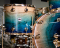 Floor Tom DW Collector's 4pc Kit - Exotic Dirty Fish Tank Fade over Olive Ash Burl 333 Maple Shells