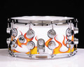 DW Collector's Series 7x14 Red and Yellow Flames on Solid White