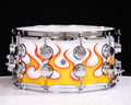 DW Collector's Series 7x14 Red and Yellow Flames on Solid White