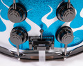 DW Collectors 7x14 Snare Drum - White Flames on Silver Blue Sparkle