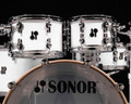 Sonor SQ2 6pc Beech Kit - Solid White w/Snow Tiger Hoops