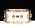 DW Collector's 6.5x14 Brass Snare Drum w/Gold - Polar White