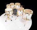 Top View of DW Collector's 7pc Maple SSC Kit Gloss White Lacquer w/Gold Hardware