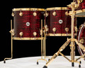 DW Collector's Maple/Mahogany 5pc Kit- Red Silk Onyx w/Gold Hardware