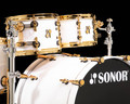 Sonor SQ2 5pc Beech Shell  Pack  - Solid White Lacquer w/Gold Hardware