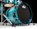 close-up of bass drum DW Turquoise Glitz