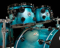 DW Turquoise Glitz toms close up