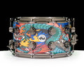 DW Collector's 6.5x14 Brass Snare Drum - Custom Wrap - Blue Dragon (DRVD0814SVNBK-BDGN)
