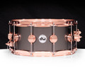 DW Collector's Series 6.5x14 Satin Black Nickel Over Brass Snare Drum with Copper Hardware