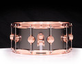 DW Collector's Series 6.5x14 Satin Black Nickel Over Brass Snare Drum with Copper Hardware