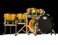 DW 6pc Maple Mahogany Solid Royal Blue to Vegas Gold Fade w/ Gold HW