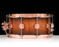 DW Collector's Series 6.5x14 Koa on 12ply VLT Shell with Copper Hardware - Natural to Candy Black Burst back view