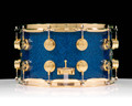 DW Collector’s Series 8x14 SSC Maple Snare Drum – Blue Glass w/ Gold Hardware side view