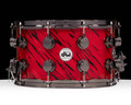 DW Collector's SonicPly 8x14 Snare - Twisted Red Lava with Black Nickel front view