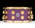 DW Collector's SSC Maple Snare Drum 7x14 Gold Double Row Lugs - Purple Drift front view