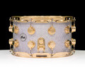 DW Collector's Series SSC Maple 8x14 Snare Drum - Diamond Nebula with Gold Hardware side view