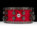 DW Collector's Series SonicPly 7x14 Double Row Snare Drum - Red Lava with Black Nickel front view