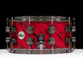 DW Collector's Series SonicPly 7x14 Double Row Snare Drum - Red Lava with Black Nickel side view
