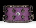 DW Collector's SSC Maple Snare Drum 8x14 Black Nickel Double Row Lugs - Purple Drift front view