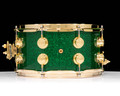 DW Collector's Series SSC Maple 7x13 Snare Drum - Green Glass with Gold Hardware back view