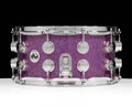 DW Collector's SSC Maple Snare Drum 7x14 Chrome Double Row Lugs - Purple Drift side view