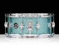 DW Performance Series 6.5x14 Snare Drum - Aqua Glass side view
