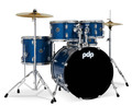 PDP Center Stage Royal Blue Sparkle 5pc Kit 7x10, 8x12, 12x14F, 14x20, 5x14 Snare. Hardware, Cymbals & Throne Included product image