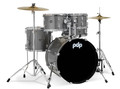 PDP Center Stage Silver Sparkle 5pc Kit 7x10, 8x12, 12x14F, 14x20, 5x14 Snare. Hardware, Cymbals & Throne Included product image