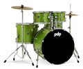 PDP Center Stage Electric Green Sparkle 5pc Kit 7x10, 8x12, 14x16F, 16x22, 5x14 Snare. Hardware, Cymbals & Throne Included product image