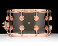 DW Collector's Series 8x14 Black Nickel Over Brass Snare Drum with Copper Hardware - back view