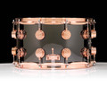 DW Collector's Series 8x14 Black Nickel Over Brass Snare Drum with Copper Hardware - side view
