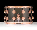 DW Collector's Series 8x14 Black Nickel Over Brass Snare Drum with Copper Hardware - side view