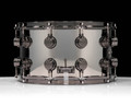 DW Collector's Series 8x14 Nickel Over Brass Snare Drum, Black Nickel Hardware - side view