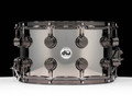 DW Collector's Series 8x14 Nickel Over Brass Snare Drum, Black Nickel Hardware - front view