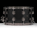 Used Collectors Snare 8x14 Maple 333 Black Finish Ply W/ Black nickel Hardware - back view