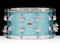 DW Collector’s Series SSC Maple 14x8 Snare Drum - Aqua Glass / Chrome - front view