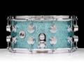 DW Collector's 7x14 SSC Maple Snare Drum - Aqua Glass - side view
