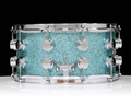 DW Collector's 7x14 SSC Maple Snare Drum - Aqua Glass - side view