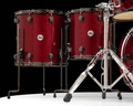 DW Collector's Series SSC Maple 5pc Shell Pack - Ruby Glass w/ Black Nickel Hardware - closeup view