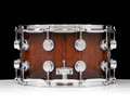 DW Collector's Series Walnut 8x14 Snare Drum - Red Tigerwood, Nat to Candy Black Burst, Chrome HW - side view