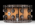 DW Collector's Series 8x14 Snare Drum - Ivory Ebony, Natural to Candy Black Burst, Double Row Black Nickel Hardware - side view