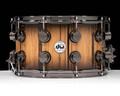 DW Collector's Series 8x14 Snare Drum - Ivory Ebony, Natural to Candy Black Burst, Double Row Black Nickel Hardware - front view