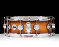 DW Collector's Series 5x14 Snare Drum - Elm Burl, Burnt Toast Burst, Chrome Hardware - side view