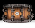 DW Collector's Series 8x14 Snare Drum - Ivory Ebony, Natural to Candy Black Burst, Double Row Black Nickel Hardware - front view